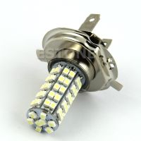 68-SMD 3528 H4หลอดไฟ LED 6500K 310-Lumen แสงหมอกสีขาวรถไฟหน้า N84F DC 12V