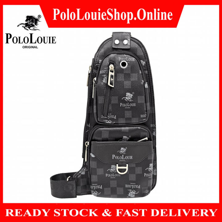 Original Polo Louie Top Men's Monogram Leather Slim Chest Bag Shoulder  Sling Bag Luxury Crossbody Travel Bag