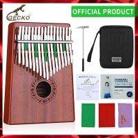 △ GECKO Kalimba 17-Key Thumb Piano has a built-in EVA high-performance protective box hammer and learning instructions. mahogany