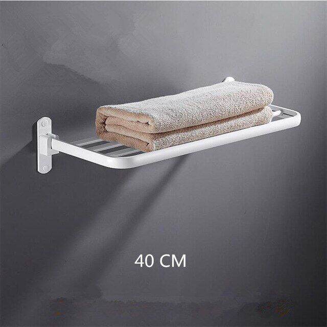 Folding Bathroom Towel Rack Black/white Aluminum Movable Bath Towel