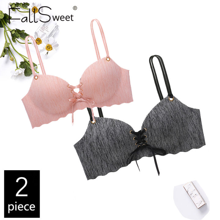 FallSweet 2PCS Push Up Bras For Women Sexy Seamless Lingerie Wireless  Bralette A B C Cup