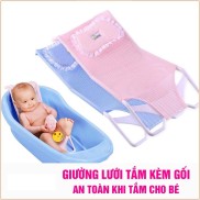 Giường ghế lưới tấm có gối đở lưng cao cấp cho bé sơ sinh dùng kê chậu tắm