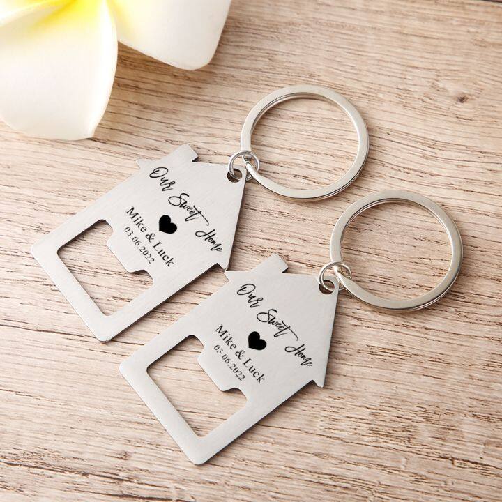 custom-name-and-date-bottle-opener-keychain-house-shaped-stainless-keyring-new-home-gift-for-couples-personalised-gift-for-guest