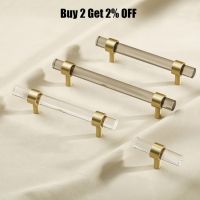 Transparent Acrylic Brass Furniture Handles Modern Long Pulls Cupboard Bedroom Wardrobe Dresser Shoe Box Drawer Cabinet Knobs