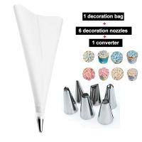 ❁◐ 8PCS/Set Silicone Icing Piping Cream Pastry Bag 6 Stainless Steel Cake Nozzle DIY Cake Decorating Tips Fondant Pastry Tools