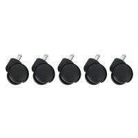 50mm Office Chair Roller Castor Wheels - Set of 5 - Black