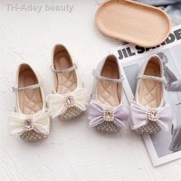 【hot】♕►  Children Girls Leather Shoes Rhinestone Bow Flats Kids Performance Shoe