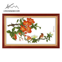 Crossdecor Cross Stitch ชุดวัสดุ DMC 11CT 14CT Aida ผ้าผ้าดอกไม้ Series Stamped เย็บปักถักร้อยชุดตกแต่งสำหรับ Sala Wall