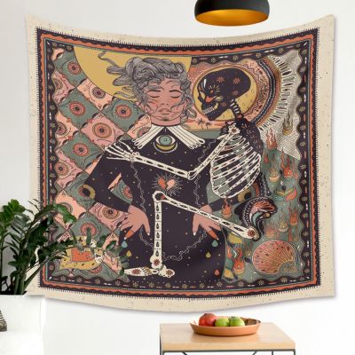 ❃❒ Cilected Flower Woman Skull Tapestry Wall Hanging Home Decoration Tapestry Background Cloth Wall Hanging Bedroom Wall Covering