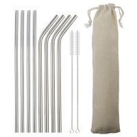 4/8Pcs Reusable Drinking Straw 304 Stainless Steel Metal Straw with Cleaner Brush For Mugs 20/30oz Rainbow Eco-Friendly Straws Specialty Glassware