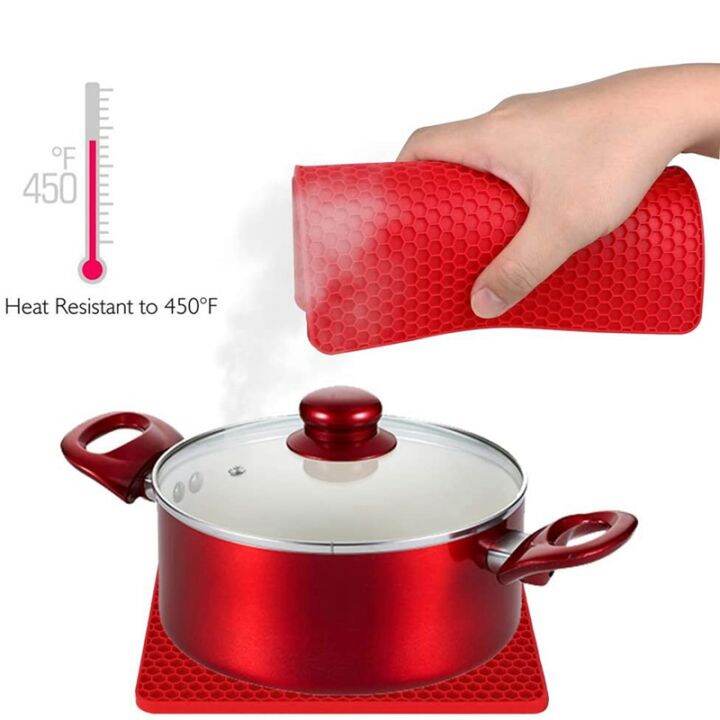 4-pieces-of-silicone-table-mat-non-slip-heat-insulation-honeycomb-kitchen-table-mat-multi-purpose-heat-pad