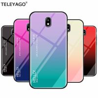 For Samsung Galaxy J5 J7 2017 Case Slim Gradient Double Color Tempered Glass Phone Case J530 J730 Cover