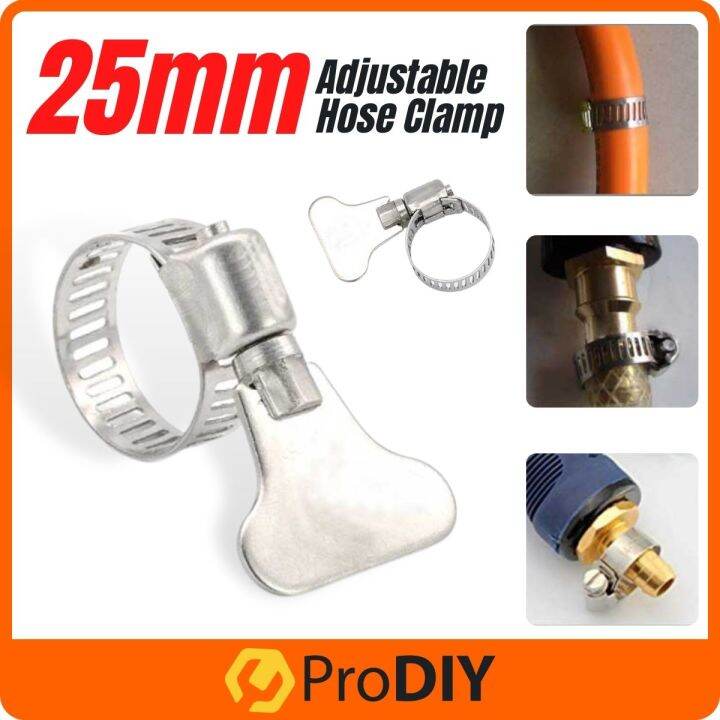 25mm Adjustable Hose Clamp Fuel Line Clip Fastener AntiRust Tight Pipe Lock Kunci Paip 软管夹 Lazada