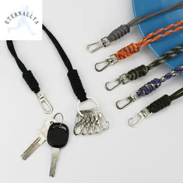 Keychain Lanyard Woven Key Chain With Carabiner For Keys Flashlight Whistle  Backpack For Men Women Z
