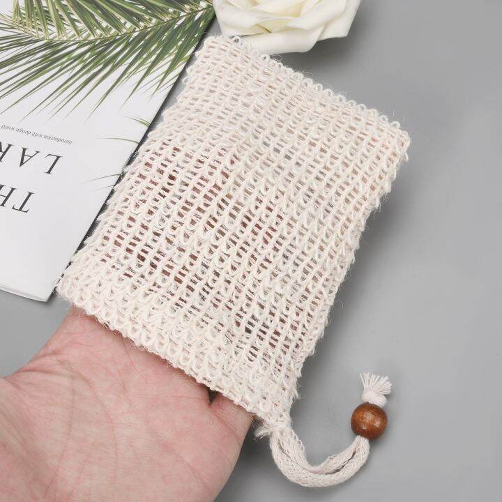 5-4-3pcs-sisal-hemp-soap-bag-blister-foam-maker-mesh-with-drawstring-soap-net-foaming-easy-bule-mesh-bag-bathroom-foam-maker