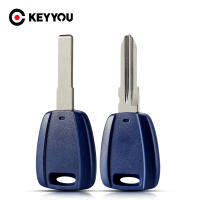 KEYYOU 10X Transponder Chip Key สำหรับ Fiat Remote Key Shell สีฟ้าสำหรับ Fiat 500 Ducato SIP22GT15R ใบมีดไม่มีใบมีด