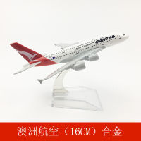 โมเดลเครื่องบินอัลลอย16cm แควนตัสแอร์บัส A380ขายตรงโมเดลเครื่องบินอัลลอยรองรับการปรับแต่ง