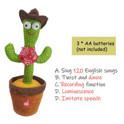 Dancing Cactus Toys Speak Electronic Plush Toys Twisting Singing Dancer Talking Novelty Funny Music Luminescent Gifts Bluetooth