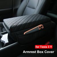 Armrest Box Cover For Tesla Model 3 Y Central Control Side Gap Storage Heightening Pad PU Leather Protective Cushion 2017-2023