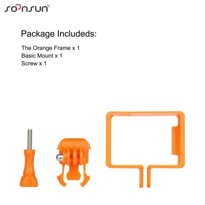 【Hot item】 SOONSUN เคสกรอบป้องกันมาตรฐานสีส้ม + ตัวยึดฐานสำหรับ Hero 4 3 + 3สำหรับอุปกรณ์เสริมเคส Go Pro