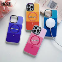 HOCE ไล่โทนสีสี Magsafe กรณีโทรศัพท์แม่เหล็กสำหรับ iPhone 14 13 12 11 Pro Max 14บวกค่าใช้จ่ายไร้สายกลับกรณีที่มีโลโก้ปกหลัง