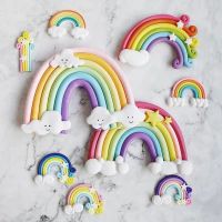 ☈✘ [Ready inventory] Big rainbow cake decoration new cloud smiley rainbow top hat decoration birthday decoration