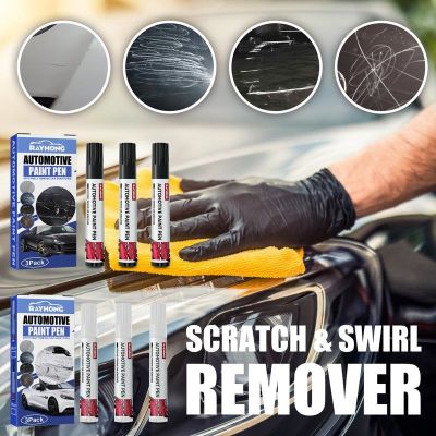 3 Pcs Car Touch Up Paint Pen Waterproof Auto Scratch Repair Pen Water Resistant Car Paint Scratch Repair Pen Kit Black/White