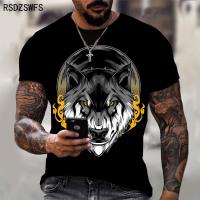 Summer New Wolf T-Shirt 3D Print TShirt For Men Casual Oversized Mens T-Shirt Fashion O-Neck Hip Hop Short Sleeve Tops Clothes