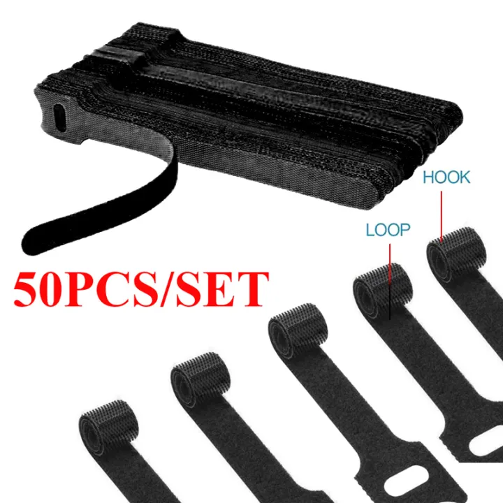 50pcs Selfadhesive Fixed Velcro Tape Nylon Velcro Cable Tie Wire