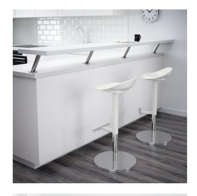 Bar stool, height adjustable Sit more comfortably, durable, can be used for a long time, white 76 cm.