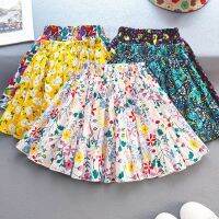 【CC】∏  Skirt Ladies Cotton Printed Skirts Female Elastic Waist Umbrella Short