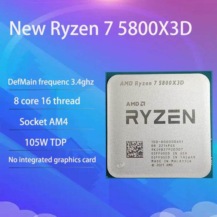 Cpu New Amd Ryzen 7 5800x3d R7 5800x3d 34 Ghz 8 Core 16 Thread Cpu Processor 7nm L3 96m 100 2028