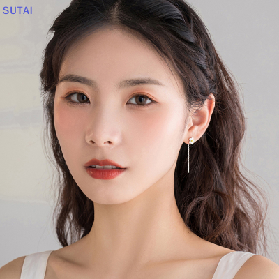 💖【Lowest price】SUTAI ต่างหูพู่ห้อยระย้ารูปดอกทานตะวันสีเงิน925สำหรับผู้หญิงและเด็กผู้หญิง