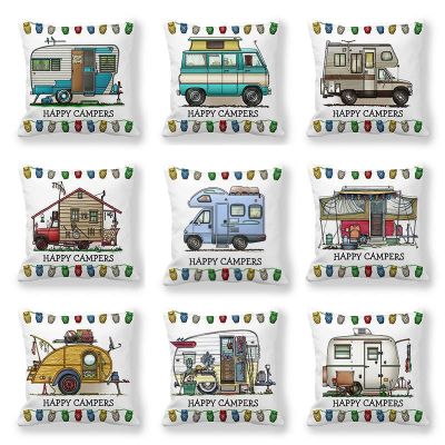 【LZ】 Campers Car Cushion Cover Happy Campers Owl Pillow Case For Sofa Home Decorative Pillowcase Cushion Cover Car Pillow Case Cover