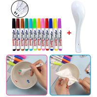 6/8/12 Colors Magic Water Painting Pen Floating Erasable Water Drawing Doodle Whiteboard Markers Kids Toys Education Magic Spoon