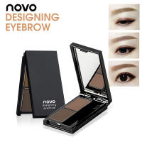 novoที่เขียนคิ้วตลับ คิ้วฝุ่นอัดแข็งตลับ กันน้ำ สไตล์เกาหลี เลจเขียนคิ้ว Makeup 2in1 Eyebrow Powder-5088