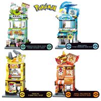 Hot Pokemon Pikachu Game Shop Theme Blocks Charizard Pikachu Squirtle Bulbasaur Assembly Model Ornaments Toys For Children Gift