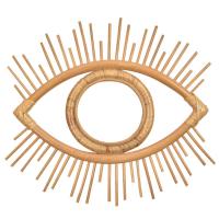 Hand-woven Rattan Eye Mirror Studio Frame Vintage Eye Decoration Creative Photo Frame Wall Hanging Art DIY Craft Home Decoration