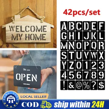 3 Inch Letter Stencils Symbol Numbers Craft Stencils, 42 Pcs Reusable  Alphabet Templates Interlocking Stencil Kit for Painting on Wood, Wall,  Fabric