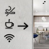 Acrylic Modern Toilet Wi-Fi Tool Sign Camera NO Smoking Dining Room WC Symbol Wall Plate Customize Logo for Public Office Hotel Wall Stickers Decals