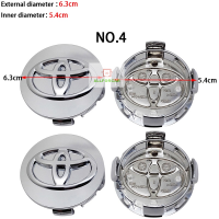 JC | 4ชิ้น/เซ็ต57มม.58มม.62มม.63มม.เครื่องหมายติดรถยนต์ยางศูนย์ป้ายฮับสกรูหมวกขอบปก Fit สำหรับ Toyota Avanza Innova Revo ประมาณโคโรลล่าแคมรี Yaris Altis Vios Wigo