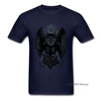 Retro Men Top T-Shirts Owl Knight Geek Tee Shirts All Cotton Short Sleeve Print Tshirt Crewneck High Quality Clothing Navy Blue