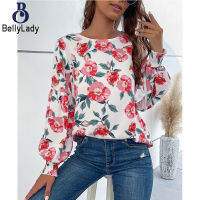 100% Polyester Fashion Women Spring New Inner Long-sleeve Printed Shirt【fast】