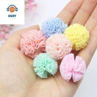 EGRT 50ชิ้น/แพ็ค สีสันสดใส ลูกชีฟองตาข่าย ทำด้วยมือ โบว์ทำ ยางยืด หมวก DIY กิ๊บติดผมตกแต่ง อุปกรณ์เสริม Headwear ลูกบอลลูกไม้