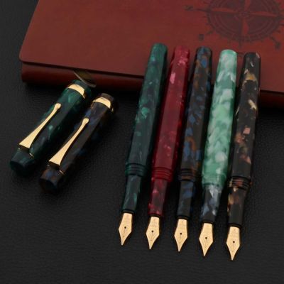 Luxury Acrylic Fountain Pen With Golden Green Calligraphy F Nib School Ink Color Office Writing Supplies
