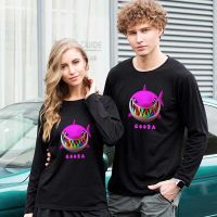 Camisetas de dibujos animados de tiburón arcoíris para hombres y mujeres, camisetas de manga larga con cuello redondo, camisetas geniales Unisex