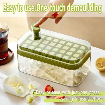 New 64Pc Silicone Ice Cube Tray With Lid And Bin for Freezer in