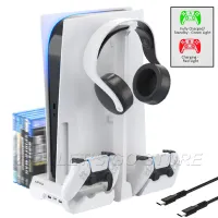 PS5 Stand 2 Controller Charger 2 Cooling Fan Headset Holder 12 Game Slot for Playstation 5 Play Station PS 5 Console Accessories