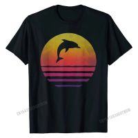 Dolphin Fish Retro 70S Vintage Animal Silhouette Distressed Tshirt Designer T Shirt Cotton Mens Geek