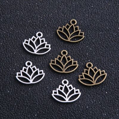 30pcs 14*16mm two color Lotus Flower Head Meditation Yoga Pendants for Jewelry Making DIY Handmade Craft DIY accessories and others